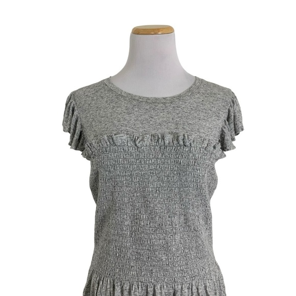 Rebecca Taylor Smocked Ruffle Flax Rayon Jersey Top Stretch Jersey Size Large - Picture 3 of 16